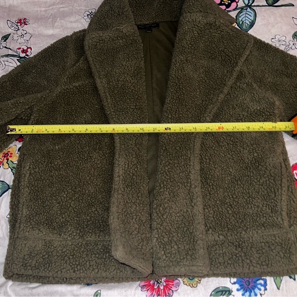 Banana Republic Factory Green Open Front Sherpa Teddy Jacket - Picture 9 of 12